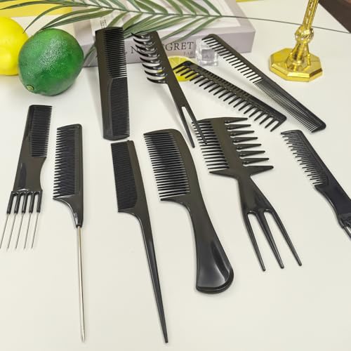 10 Pcs Comb Set for Hair Stylists - Professional Variety Pack with Combs for All Hair Types and Styles