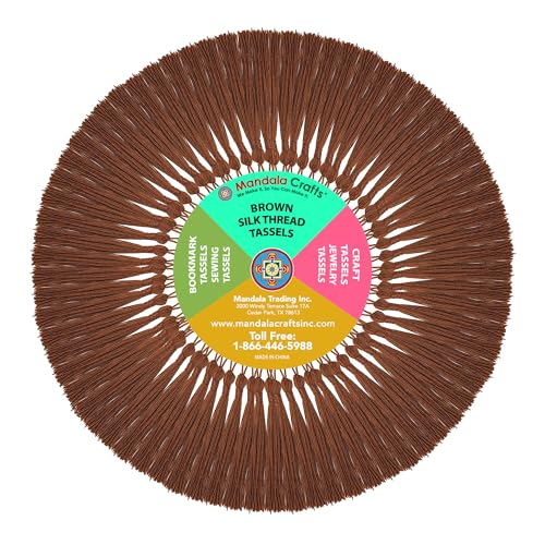 Mandala Crafts 100 Brown Silky Bookmark Tassels with Loops for Crafts | Machine Washable, Polyester Mini Craft Tassels for Jewelry Making, Graduation Decorations, Keychains, Gift Tags & Ornaments - color: Brown, size: 5.5 Inches