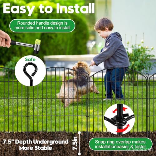 Decorative Garden Fence 32in (H) x22ft (L),Arched Rustproof Metal No Dig | Small Fence for Dogs & Rabbit,Ornamental Animal Barrier for Flower Beds,Border Panels Fencing for Yard & Patio Outdoor Decor - size: 10 Panels-32in(H) x 22ft(L) without Gate