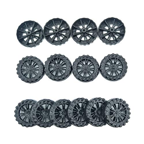 EUDAX 300 PCS 30mmx8mm Plastic Roll 2mm Dia Shaft Toys Wheel and 2mmx100mm STEM Shaft Round Rod Axles for DIY Toy RC Car Truck Boat Helicopter Model Part Building Projects (Black) - color: Black