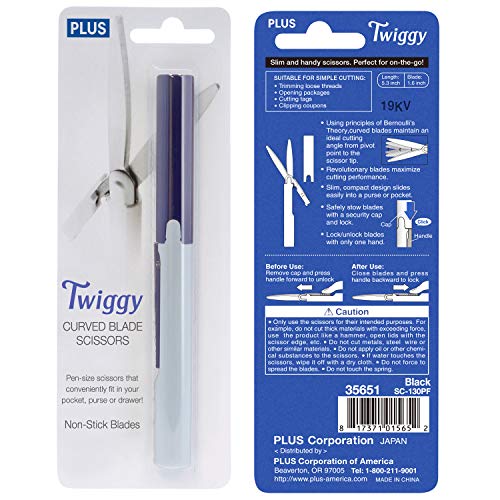 Plus Pen Style Non-Stick Compact TSA Twiggy Scissors with Cover, Blue - color: Blue, size: 1-Pack
