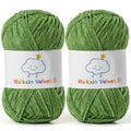 2 Pack Fluffy Chenille Yarn for Crocheting, Baby Yarn for Crocheting Soft, 100g/3.5oz Velvet Amigurumi Yarn, Fingering Weight Yarns for Crocheting Baby Blankets、DIY Craft.(2 Army Green) - color: 2 Army Green