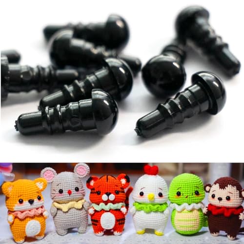 6mm Black Plastic Crafts Safety Eyes with Washers for Crochet Animals Amigurumi (6mm)