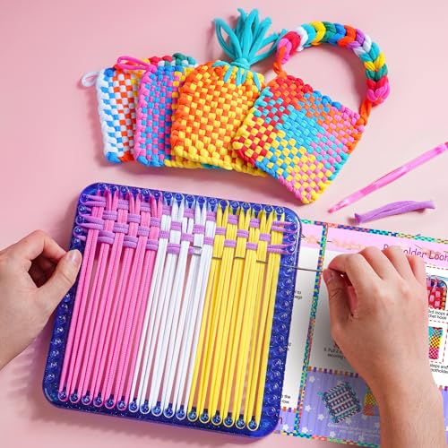 REENLIV Upgraded Weaving Loom Kit Toys for Kids & Adults, DIY Arts & Crafts | Easy Potholder Loom Knitting Activity for Beginners, Ideal Gifts for Girls Ages 5 6 7 8-12 13 Years Old, 252 Craft Loops - color: Blue