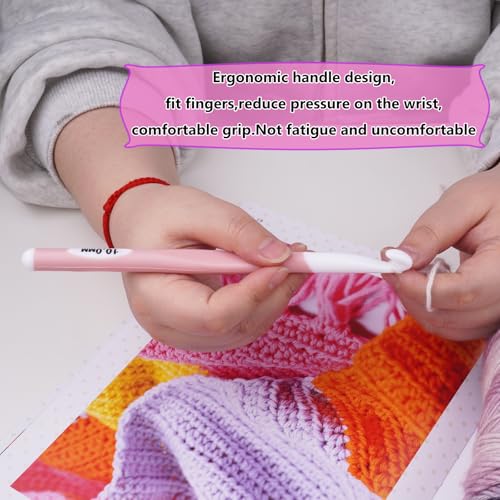 Hobekoee 10mm Large Crochet Hook,Huge Crochet Hooks for Chunky Yarn,Extra Long Crochet Hooks with Soft Ergonomic Handle for Crocheting Yarn,Wool Roving - size: 10mm