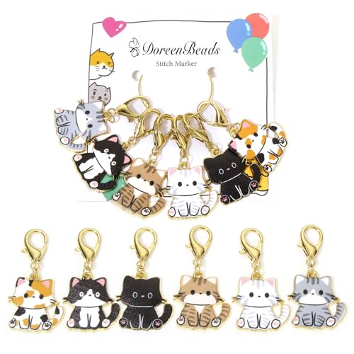 DoreenBeads Stitch Markers for Crocheting and Knitting | Alloy Enamel Crochet Marker Crochet Gifts for Knitting Weaving Sewing Accessories Quilting Jewelry Making - color: Cats Sitting Upright