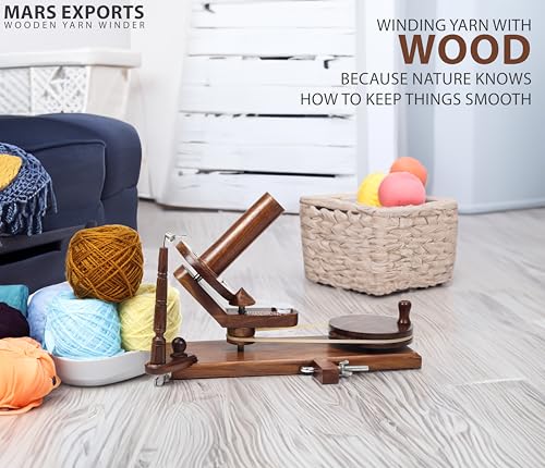 Mars Exports - Wooden Yarn Winder & Yarn Swift for Knitting and Crocheting | Hand Operated Manual Yarn Ball Winding Tools | Available as Winder, Swift & Combo (Rosewood)