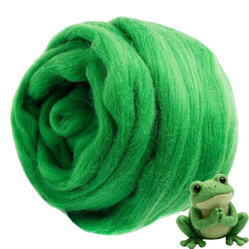 Green Wool Roving for Needle Felting,3.5oz Felting Wool, Soft Wool Batting for DIY Crafts, NeedleFelting Projects, and Artwork - color: Green