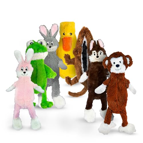FGA MARKETPLACE Pack of 7 Flat NO Stuffing NO Squeak Plush Dog Toys, Funny Style Will Entertain Your Pet for Hours, Recommended for Small and Medium Dog 21 INCH Long - color: Pack Of 7