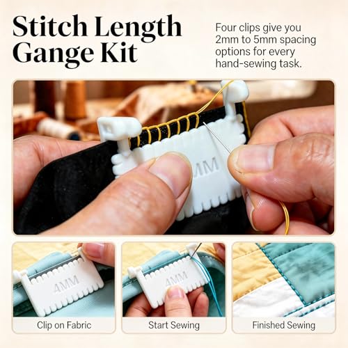 5Pcs Sewing Ruler,4 Clip and 1 Soft Measuring Tape, Sewing Clips for Quilting, Edge Stitching, Hand Sewing, Clip On Sewing Ruler for Accurate Fabric Measurement and Crafting