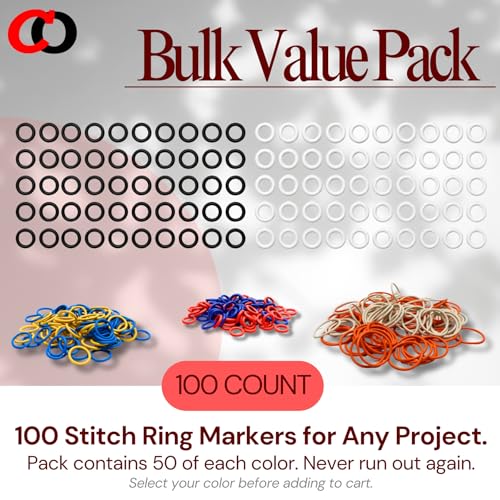 (100 Pack) Soft Stitch Ring Markers for Knitting and Crochet - Flexible, Snag-Free Rubber Stitch Markers (Small Size for Needle Sizes 0-8, Red & Blue) - size: Small (Needle 0-8), Red & Blue