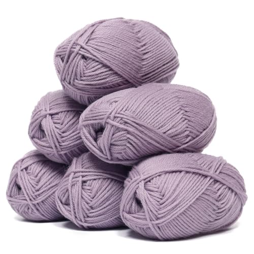 100% Superwash Wool Yarn 6 Skeins 300g DK Weight Knitting Crochet D. Lilac | Sourced from Peru for breathable warmth and 654yd total length per 300g pack ideal for soft baby garments hats and sweaters - color: Dreamy Lilac