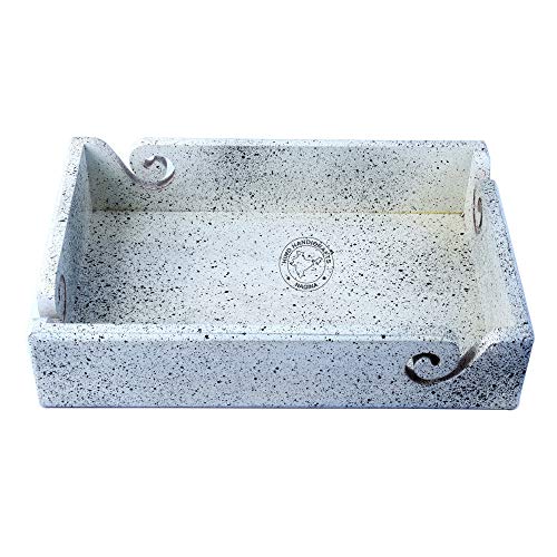 Solid Handmade Crafted Wooden Portable Antique Yarn Storage Bowl Tray - Holder for Knitting Crochet Hook Accessories - Multipurpose Organiser (Black Spray, 12" x 8" x 2.5") - color: Black Spray