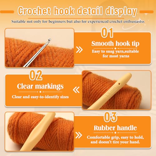 SHWAKK Lace Crochet Hook, 1.5 mm Small Ergonomic Crochet Hook | Tiny Crochet Needles for Arthritic Hands, Knitting Needles with Soft Handle Beginners and Experienced Hobbyists (1.5mm) - size: 1.5mm