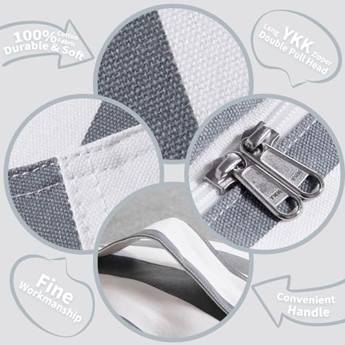 WEKAPO Stuffed Animal Storage Bean Bag Chair Cover for Kids | Stuffable Zipper Beanbag for Organizing Children Plush Toys Large Premium Cotton Canvas (Grey, X-Large) - color: Grey, size: X-Large