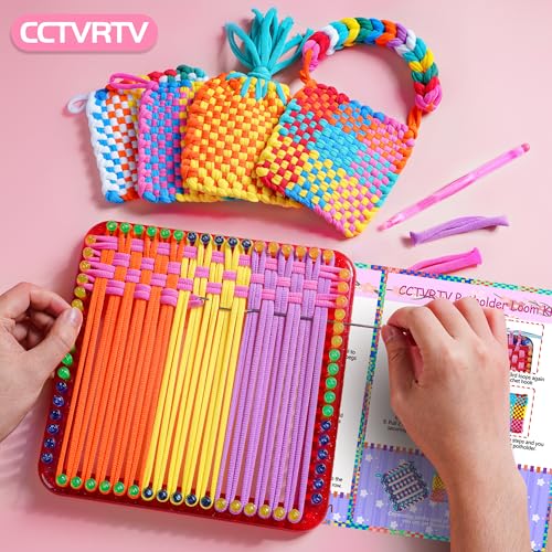 CCTVRTV Weaving Loom Kit Toys for Kids and Adults, DIY Arts and Crafts | for Boys and Girls Ages 5 6 7 8-12 13, Easy Potholder Loom Knitting Kits Gifts for Beginners, 252 Craft Loops. - color: red/blue+green+yellow