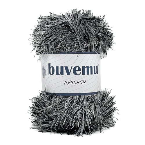 Eyelash Fun Fur Yarn for Crochet, Knitting & Crafts, Black White | 100% Polyester, 100 g (3.53 oz), 175 yd (160 m), Ideal for Amigurumi, Graduation Leis, Bags, Rugs, Scarves & Plush Toys - color: Black White, size: 1 Pack