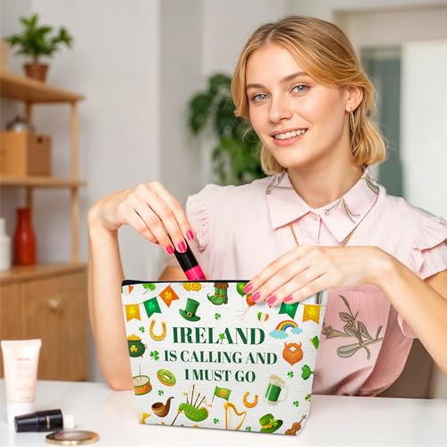 Ireland Gifts Makeup Bag for Women, City Themed Organizer | Ireland is Calling and I Must Go Cosmetic Bag for Traveller Lovers - color: multicolor0204