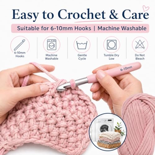 T-Shirt Yarn for Crochet Bags, Rugs & Slippers – 100g Thick Fabric Tube Yarn for DIY Handbags, Baskets, Home Crafts (12 Nude Pink) - color: 12 Nude Pink