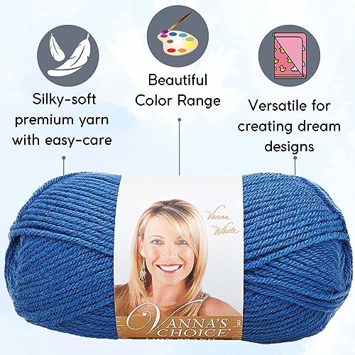 Lion Brand Yarn Vanna'S Choice 860-109 Colonial Blue | 3 Skeins, Same Dye Lot, Project Bag, CYC #4 Worsted, 100% Acrylic, Ideal for Crochet, Knitting Blankets, Hats, Scarves - color: 860-109-Colonial-Blue