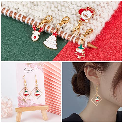 NBEADS 8 Pcs Christmas Theme Stitch Markers, 8 Styles Christmas Tree/Christmas Reindeer Alloy Enamel Crochet Stitch Marker Charms Locking Stitch Marker for Knitting Weaving Sewing Handmade Jewelry - color: Christmas Theme