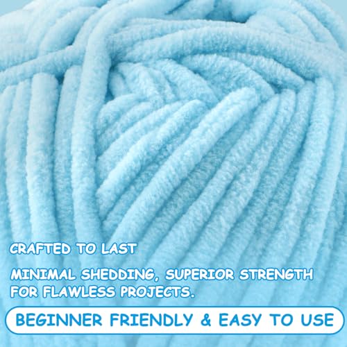 Chunky Velvet Yarn for Crocheting & Knitting, 7.05oz 262.4yd Super Soft Chenille Plush Yarn, Bulk Thick Yarns for Baby Blankets, Amigurumi, Scarves | 20 Colors (1, Dark Gray) - color: Dark Gray