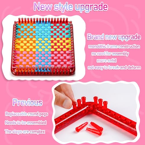 CCTVRTV Weaving Loom Kit Toys for Kids and Adults, DIY Arts and Crafts | for Boys and Girls Ages 5 6 7 8-12 13, Easy Potholder Loom Knitting Kits Gifts for Beginners, 252 Craft Loops - color: red
