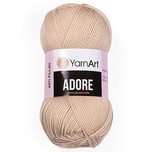 1 Skein YarnArt Adore, Antipilling Yarn, 100% Antipilling Acrlylic, 100 g (3.5 oz), 280 m (306 yd), 3 : Light-DK, Light Beige - 335 - color: Light Beige - 335