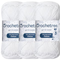 Premium Mercerized Cotton Yarn for Crochet & Knitting – Fingering Weight 4-Ply, 50g (1.76 oz) / 125 m (136 yds), High-Gloss, Anti-Splitting, Fade-Resistant Cotton, Bright White (Pack of 3) - color: Bright White