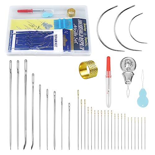 FIVEIZERO 19 Pcs Yarn Needles Set, Assorted Yarn Needles Bent Tapestry Needle Weaving Needle Darning Needles Plastic Needles Large Eye Blunt Knitting Needles for Sewing Crochet