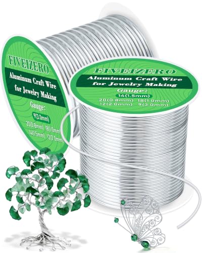 FIVEIZERO 14&9 Gauge Wire Aluminum Craft Wire,Sliver Jewelry Wire | Bendable Metal Wire;1.5mm/3mm Wire for Jewelry Making,Wire Wrapping,Floral Sculptures,Clay & Christmas Ornaments Crafting - size: 14+9 Gauge