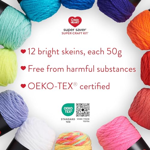 Red Heart Super Craft Kit Brights, Yarn for Crocheting and Knitting - size: 1116 yards