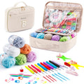 MYBAGZING Initial Crochet Kit for Beginners with Yarn Storage Bag, 10pcs Crochet Hooks 2.0-6.0 mm, 10 Skeins Yarn for Crocheting, Knitting Accessories, 58pc Crochet Starter Kit for Adults - size: B