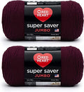 Red Heart Super Saver Jumbo Yarn for Crocheting, Claret, 2-Pack - color: Claret, size: 2-Pack