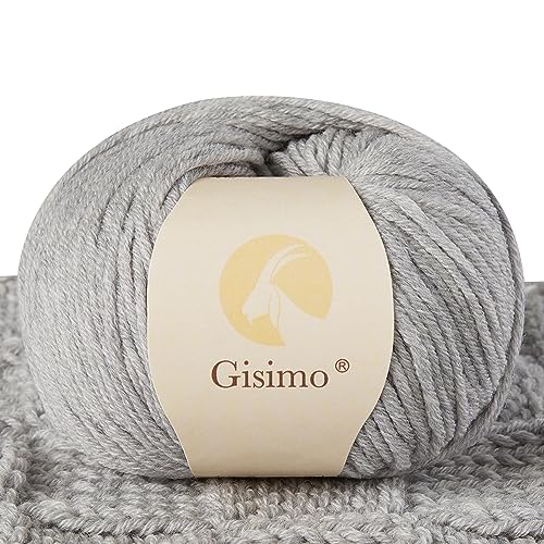100% Merino Wool Yarn, 6-Ply Luxurious and Soft Yarn for Hand Knitting & Crocheting, 1.76 OZ/50g, 127 yds/116 Meters (Light Gray, 1 Ball) - color: light gray, size: 1 ball