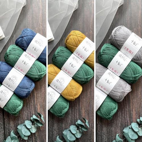 Linen Rayon Lyocell Blend Yarn, Superfine Fingering Weight (1), 150g/5.29oz (3 Strands, 50g/230yds per Strand)- 17 Emerald Green - color: SM17-Emerald Green