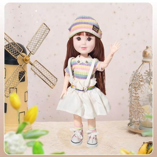 12 Inch BJD Fashion Girl Doll, 15 Movable Joints, Exquisite Hair and Trendy Casual Outfits (Casual wear-Colorful) - color: Colorful