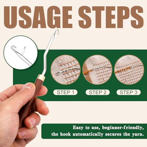 BALDCC Latch Hook Tools, 3 Sizes Wooden Latch Hook for Hair, Rug Crochet | Large & Small Size Wooden Bent Latch Hooks, Rug Hook, Crochet Needles for Hair, Rug Making and Crochet Crafts (Type 2) - color: Type 2, size: 3 Sizes Latch Hook