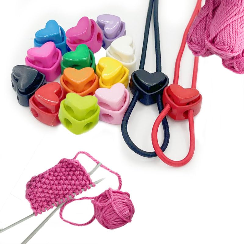 20pc Knitting Needle Stoppers, Needle Point Locks, Plastic Stitch Stops (Heart) - size: Heart