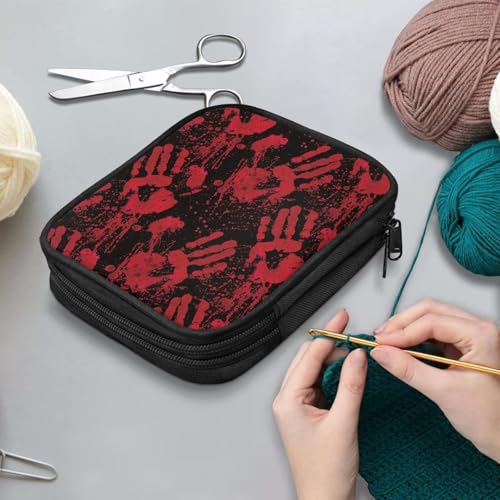 Blood Hands Crochet Hook Case Halloween Portable Crochet Hook Organizer without Accessories Knitting Needle Case for Knitting Supplies Holiday Decoration - color: Blood Hands