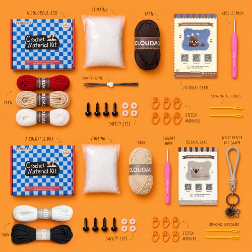 CLOUDAO 2 Pack Beginner Amigurumi Crochet Kit, Koala & Funny Poop DIY Craft Sets with Complete Supplies & Step-by-Step Tutorials