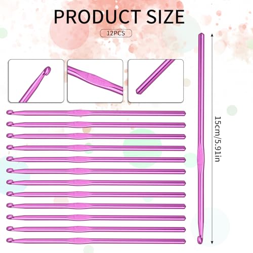 Abeillo 12 PCS Crochet Hook 4.5 mm Crochet Hooks Size 7 Aluminum Knitting Needles Craft Yarn, DIY Crochet Hooks Set for Knitting Scarf Hat - color: 4.5mm