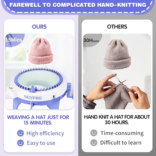 SENTRO Knitting Machine, 48 Needles Knitting Loom Machine with Row Counter | Smart Circular Knitting Machine with Gife Box,Knitting Gife for Adult&Beginners,Efficient DIY Crochet Machine for Hat,Scarves - color: 48Blue
