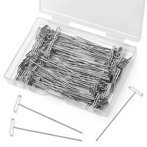 120 Pcs 2 Inch T-Pins Wig Pins Sewing T-Pins Straight Pins | Wig T Pins for Foam Head, Straight Pins for Blocking Crochet Sewing, Craft, Quilting, Office, Wall, Wig Making, Crocheting - size: 2 inch*120pcs