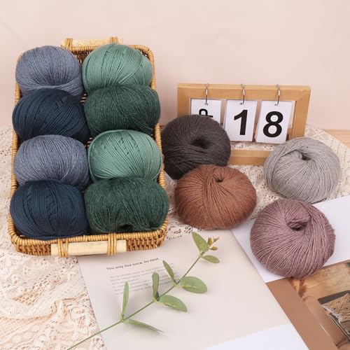 NICEEC 3 Skeins Soft Merino Wool Yarn- Ginger | Soft & Warm, Finger Weight, Woolen Yarn for Crochet & Knitting, Total 5.3oz/606yds - color: Ginger