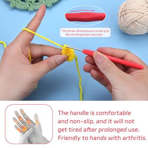 QMNNMA 2.75 mm Crochet Hook, Ergonomic Crochet Hooks, Crochet Needles | Ergonomic Crochet Hooks for Arthritic Hands, Crochet Needles for Yarn, Extra Long Knitting Needles for Beginners - size: 2.75mm
