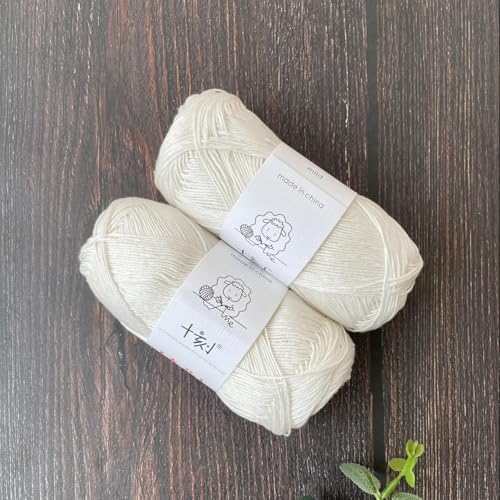 Linen Rayon Lyocell Blend Yarn, Superfine Fingering Weight (1), 150g/5.29oz (3 Strands, 50g/230yds per Strand)- 01 Snow - color: SM01-Snow