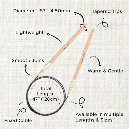 KnitPro Basix Beech Fixed Circular Needles 47" (120cm) | US Size 7 (4.5mm) - size: US 7 (4.5mm)