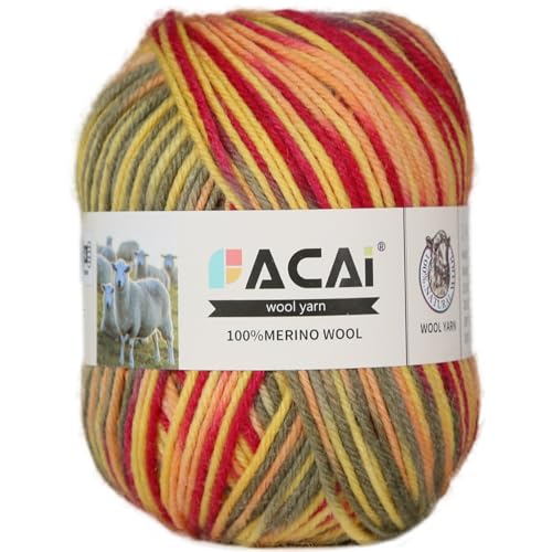 Facai Merino Wool Yarn Sock Yarn - 100% Pure Merino Wool Roving for Knitting, 1-Ball Set, 3.5oz (240 Yards), Worsted Weight (1, Newspaper Color) - color: Newspaper color