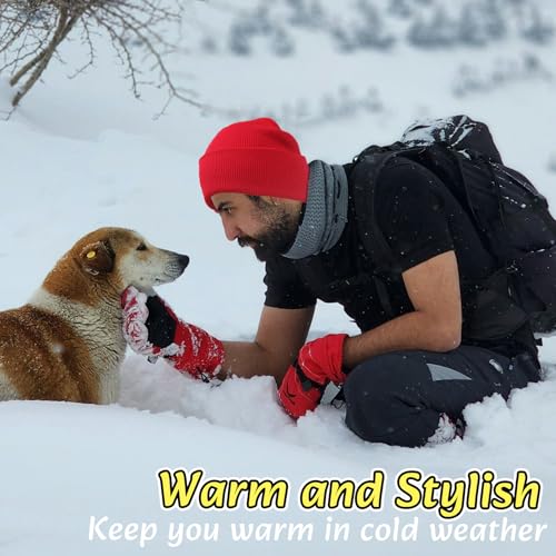 NPQQUAN 3 Packs Unisex Beanie Hats for Men Women Winter Knit Beanies | Mens and Womens,Great Stretch Knit,Thick Warm Comfort Beanies,Outdoor Sports including Skiing Running Camping - color: Red+red+red